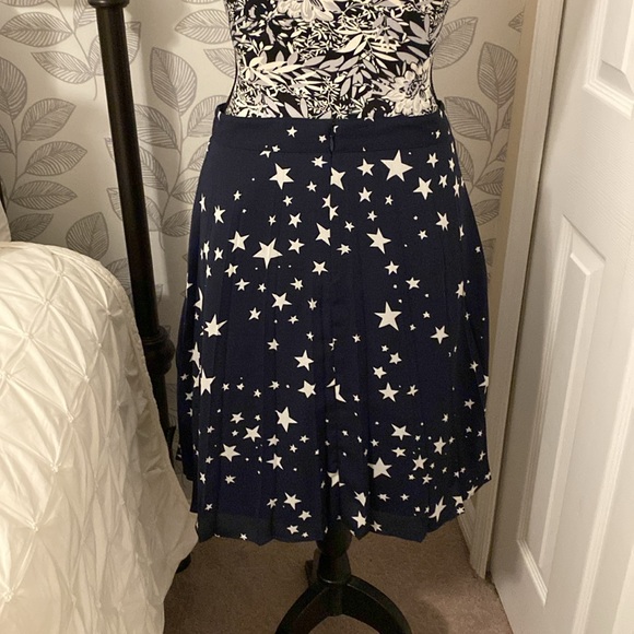 J. Crew navy pleated polyester skirt with white stars - Picture 2 of 8